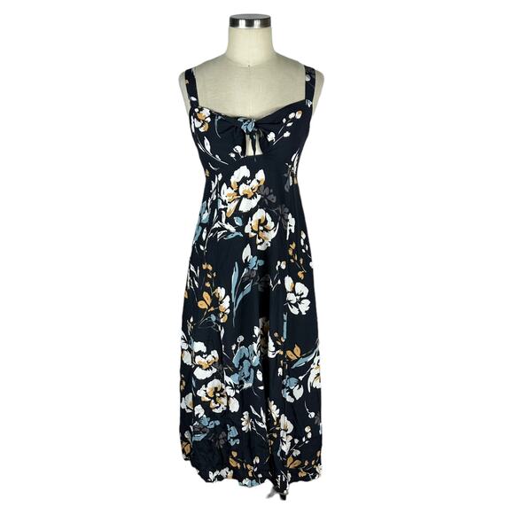 YUMI KIM Black Floral Cutout Midi Dress Women's Small NWOT Preppy Chic - Picture 1 of 5